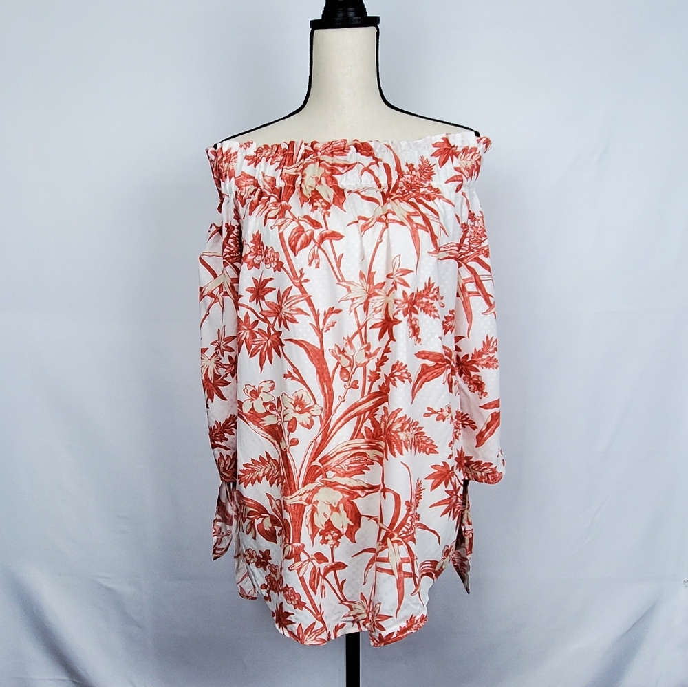 H&M Off-Shoulder Dress in Orange Floral 6